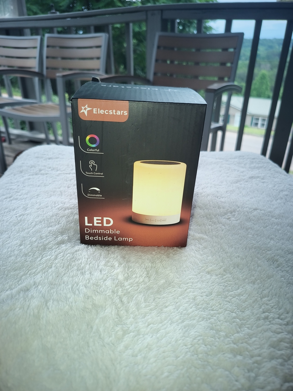 ElecstarED Dimmable Bedside Lamp - White Boombox speaker